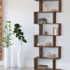 IDMarket Étagère bibliothèque en forme de S effet noyer 189 cm* Meubles Hauts|Meubles En Bois