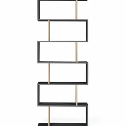 IDMarket Étagère bibliothèque en S 189cm bois façon hêtre et noir* Meubles Hauts|Meubles Blancs