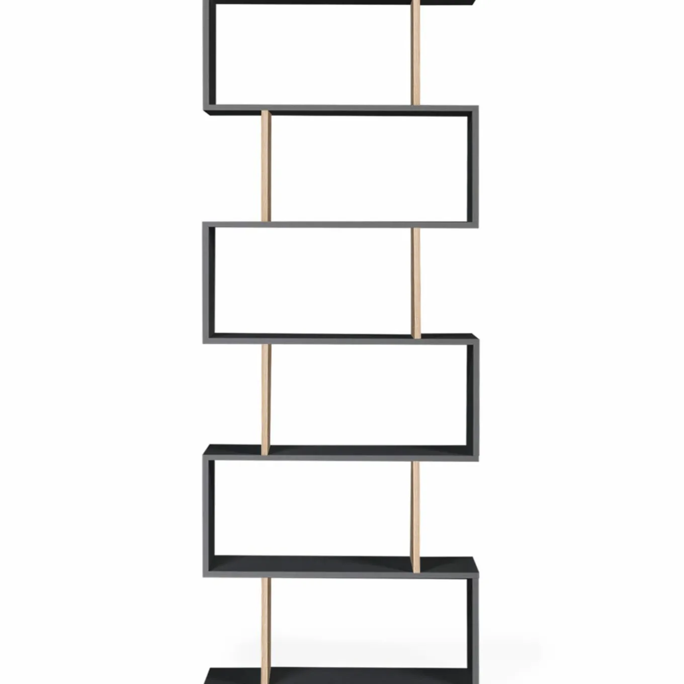 IDMarket Étagère bibliothèque en S 189cm bois façon hêtre et noir* Meubles Hauts|Meubles Blancs
