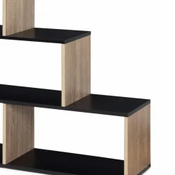IDMarket Étagère bibliothèque forme escalier bois imitation hêtre et noir* Meubles Hauts|Meubles En Bois