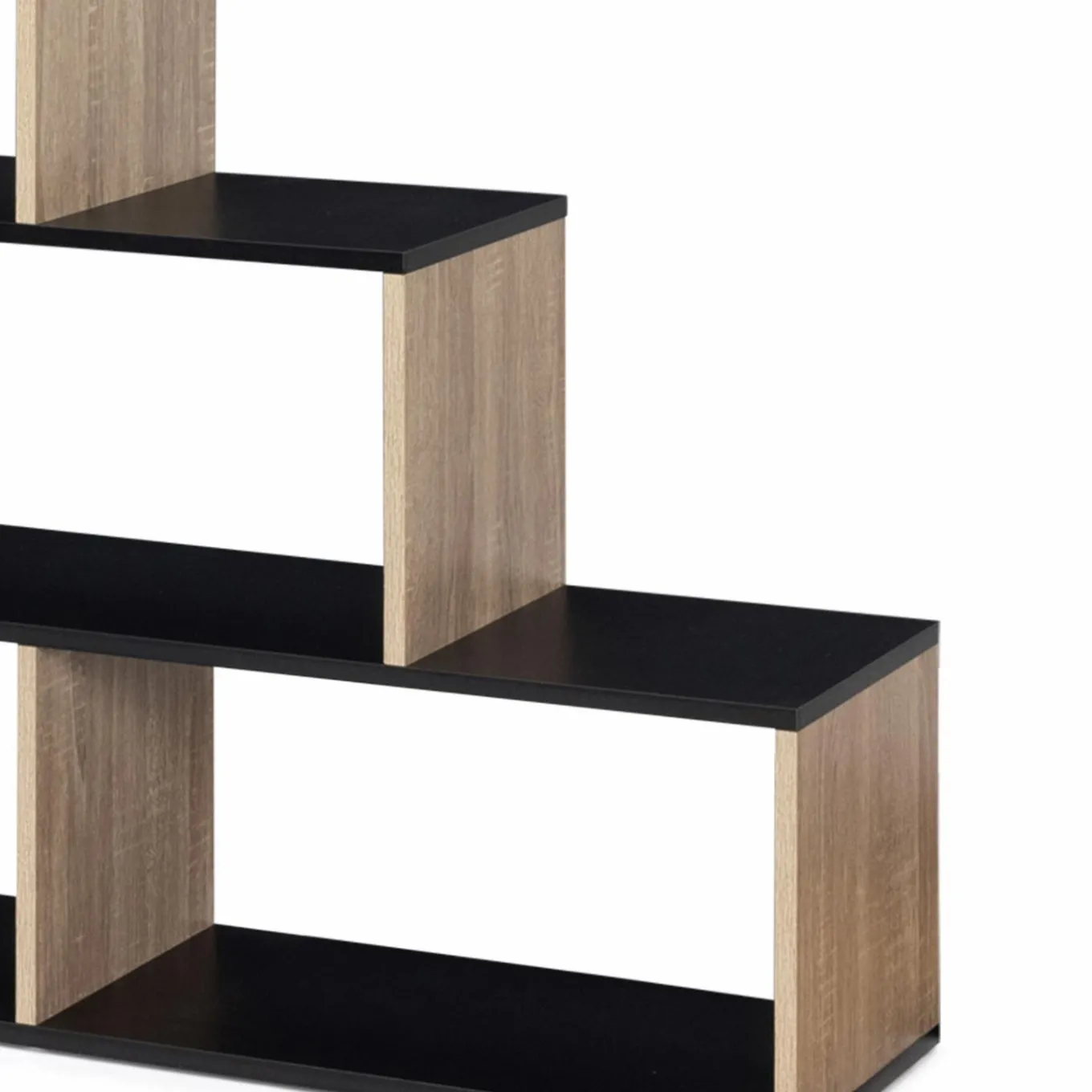 IDMarket Étagère bibliothèque forme escalier bois imitation hêtre et noir* Meubles Hauts|Meubles En Bois