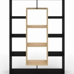 IDMarket Étagère bibliothèque noire et bois 143 cm 11 compartiments* Collection Design|Collection Agencement Magasin