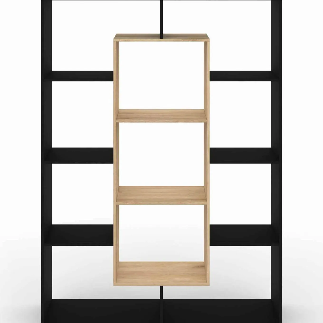 IDMarket Étagère bibliothèque noire et bois 143 cm 11 compartiments* Collection Design|Collection Agencement Magasin