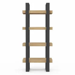 IDMarket Étagère bibliothèque noire et bois 160 cm* Meubles Hauts|Collection Agencement Magasin