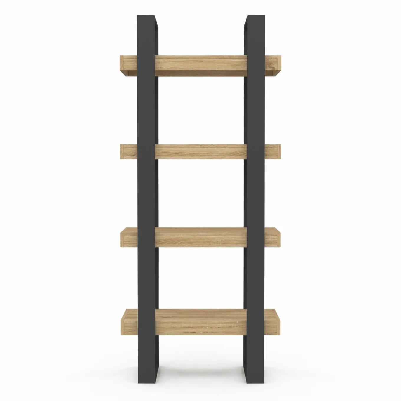 IDMarket Étagère bibliothèque noire et bois 160 cm* Meubles Hauts|Collection Agencement Magasin