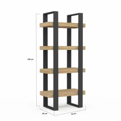 IDMarket Étagère bibliothèque noire et bois 160 cm* Meubles Hauts|Collection Agencement Magasin