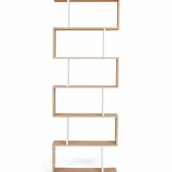 IDMarket Étagère blanc et bois en S 6 niveaux* Meubles Blancs|Meubles En Bois