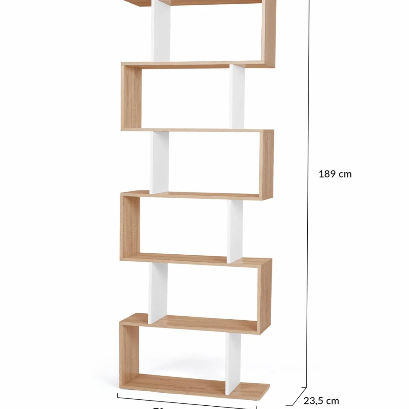 IDMarket Étagère blanc et bois en S 6 niveaux* Meubles Blancs|Meubles En Bois