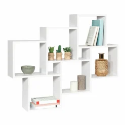 IDMarket Étagère blanche murale avec 8 cubes* Décoration Et Accessoires|Collection Agencement Magasin