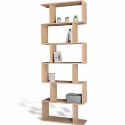 IDMarket Étagère bois imitation hêtre en S 6 niveaux* Meubles Hauts|Meubles En Bois