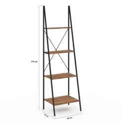 IDMarket Étagère échelle industrielle effet vieilli 4 niveaux 170 cm* Meubles Hauts|Collection Agencement Magasin