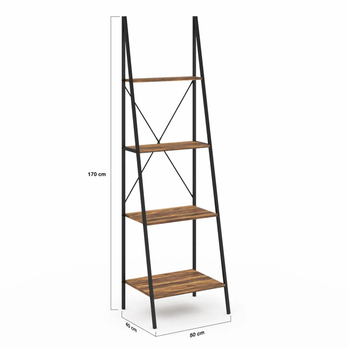 IDMarket Étagère échelle industrielle effet vieilli 4 niveaux 170 cm* Meubles Hauts|Collection Agencement Magasin