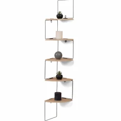 IDMarket Étagère d'angle murale industrielle 5 niveaux bois et métal noir* Décoration Et Accessoires|Collection Contemporaine