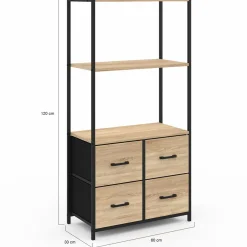 IDMarket Étagère design industriel avec tiroirs en tissu* Meubles Tiroirs|Meubles Hauts