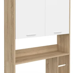 IDMarket Étagère dessus WC blanc et bois façon hêtre avec dévidoir à papier* Meubles Salle De Bain|Meubles Wc
