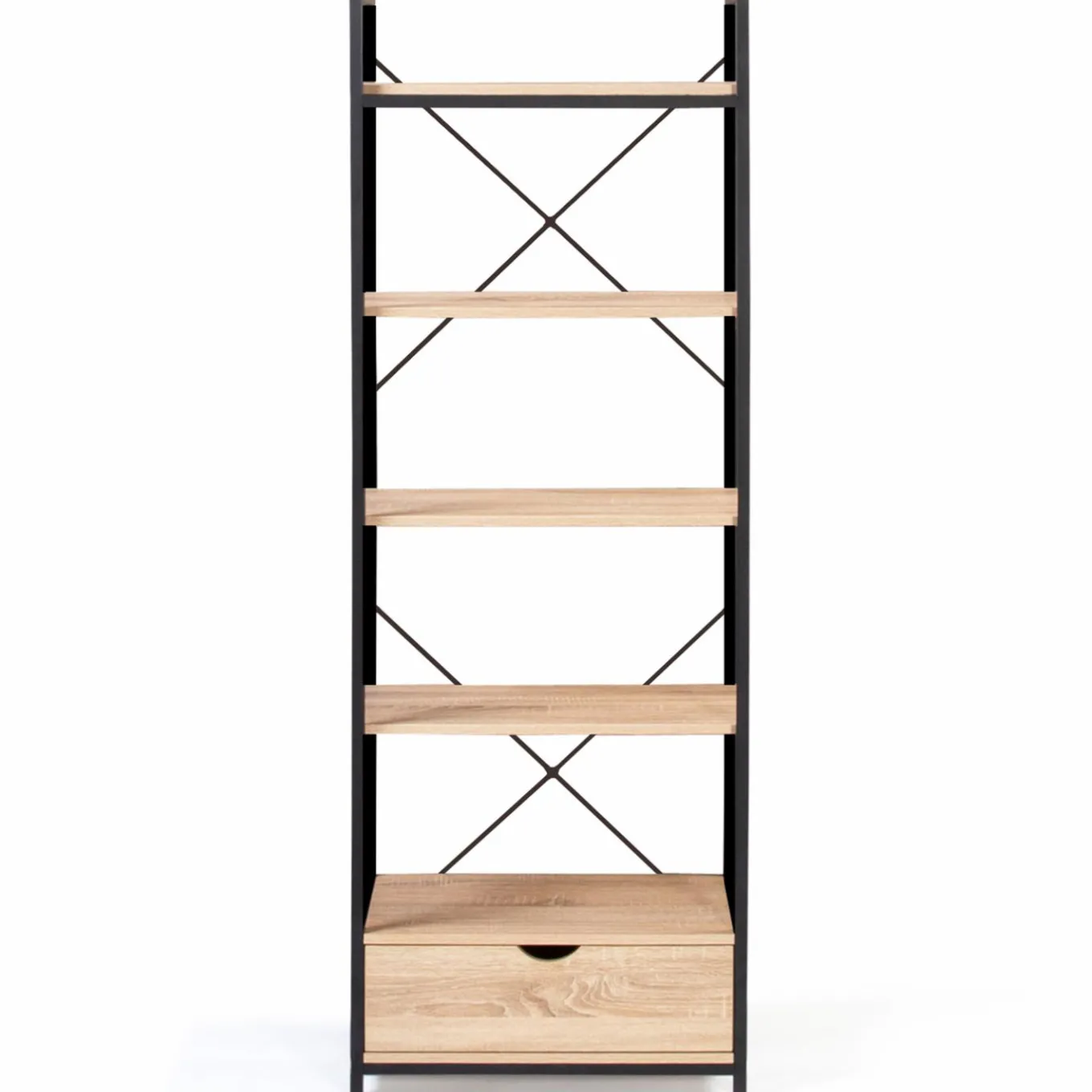 IDMarket Étagère industrielle bois et métal 5 niveaux avec tiroir* Meubles Tiroirs|Meubles Hauts