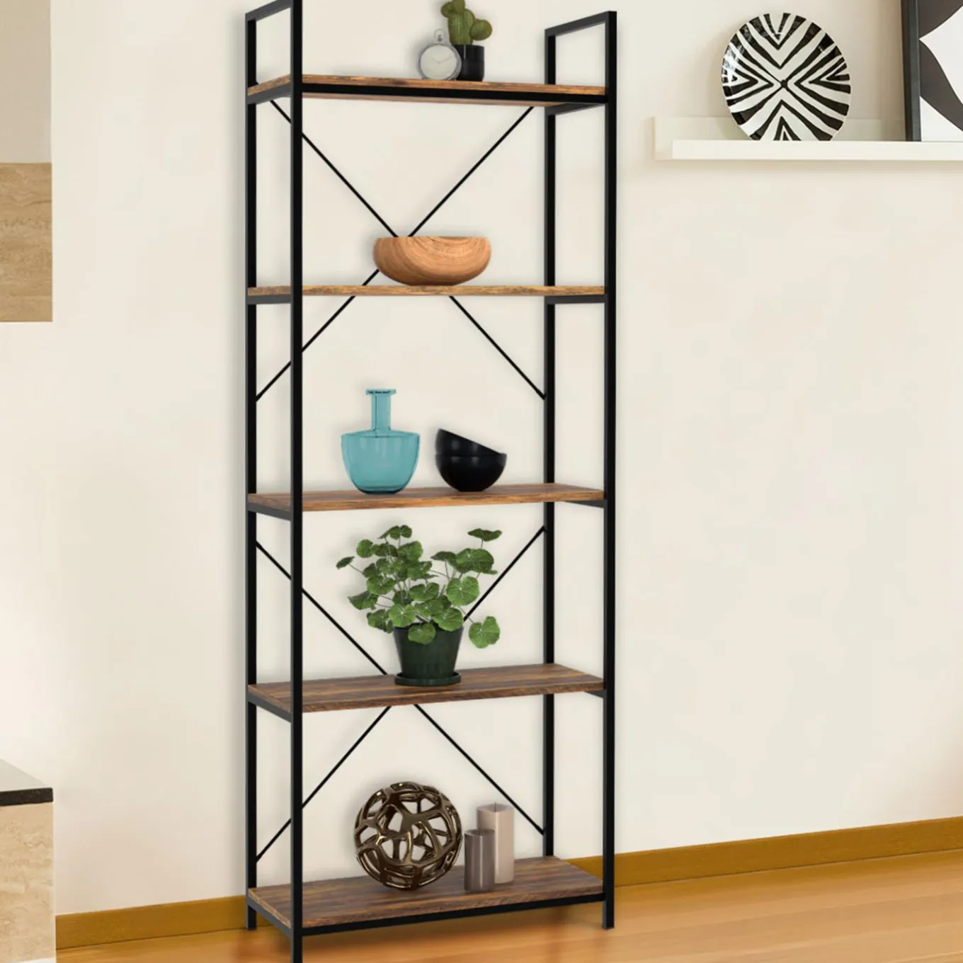 IDMarket Étagère industrielle effet vieilli 5 niveaux 170 cm* Meubles Hauts|Meubles En Bois