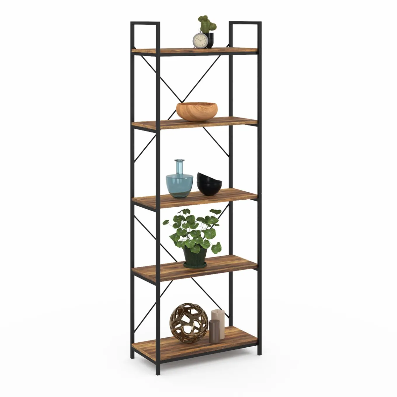 IDMarket Étagère industrielle effet vieilli 5 niveaux 170 cm* Meubles Hauts|Meubles En Bois