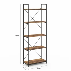 IDMarket Étagère industrielle effet vieilli 5 niveaux 170 cm* Meubles Hauts|Meubles En Bois