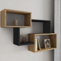 IDMarket Étagère murale bois façon hêtre et noir double position* Décoration Et Accessoires|Collection Agencement Magasin