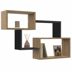 IDMarket Étagère murale bois façon hêtre et noir double position* Décoration Et Accessoires|Collection Agencement Magasin