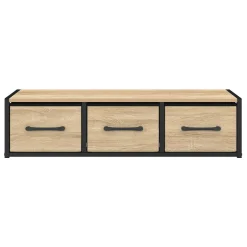 IDMarket Étagère murale console d'entrée 3 tiroirs design industriel* Meubles Noirs|Meubles En Bois
