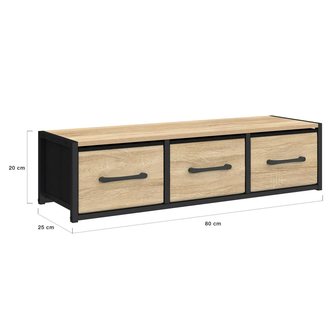 IDMarket Étagère murale console d'entrée 3 tiroirs design industriel* Meubles Noirs|Meubles En Bois