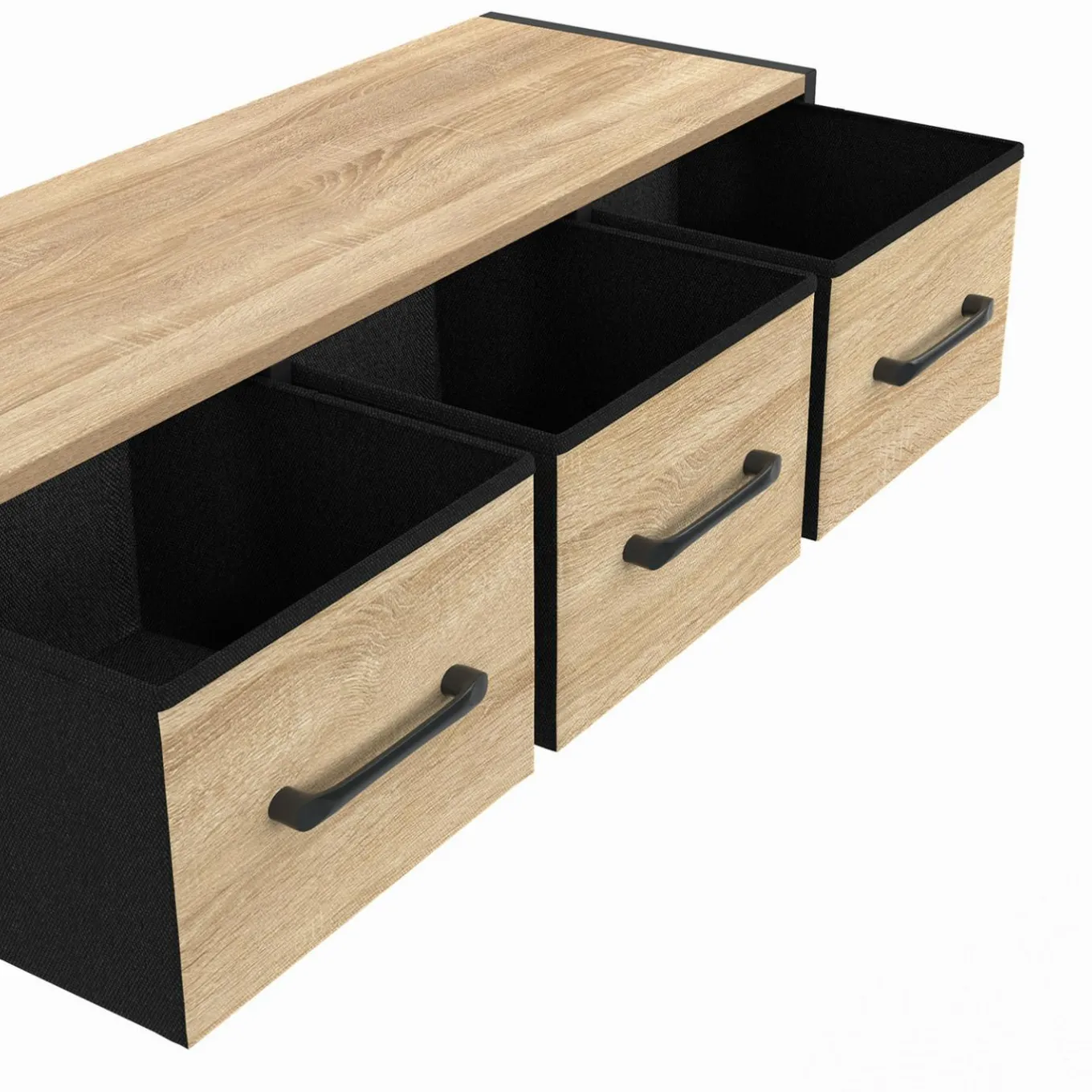 IDMarket Étagère murale console d'entrée 3 tiroirs design industriel* Meubles Noirs|Meubles En Bois