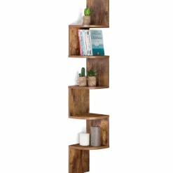 IDMarket Étagère murale d'angle 5 niveaux façon bois vieilli* Décoration Et Accessoires|Collection Contemporaine