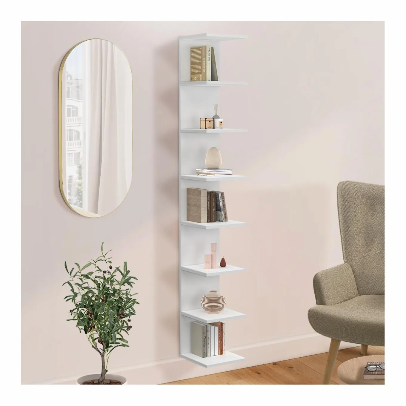 IDMarket Étagère murale suspendue double position blanche 190 cm* Etagères|Petits Meubles