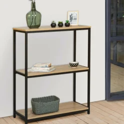 IDMarket Étagère pour entrée bois et métal noir* Collection Agencement Magasin|Collection Télétravail