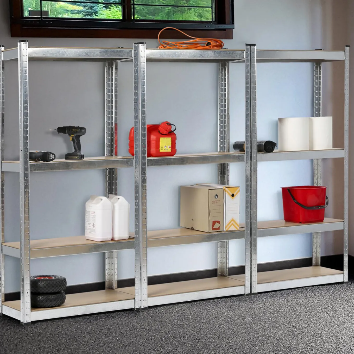 IDMarket Étagères modulables charges lourdes en métal 150 cm* Etagères Charges Lourdes|Meubles Bricolage Et Rayonnage