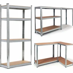 IDMarket Étagères modulables charges lourdes en métal 150 cm* Etagères Charges Lourdes|Meubles Bricolage Et Rayonnage