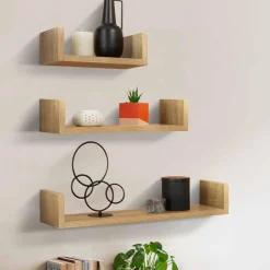 IDMarket Étagères murales bois imitation hêtre* Décoration Et Accessoires|Etagères