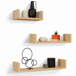 IDMarket Étagères murales bois imitation hêtre* Décoration Et Accessoires|Etagères