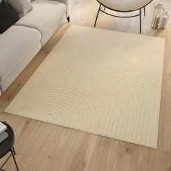 IDMarket Tapis d'intérieur rectangle à motifs circulaire beige 160 x 220 cm* Décoration Et Accessoires