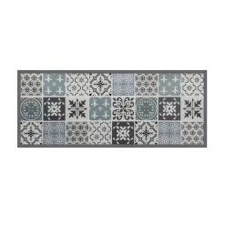 IDMarket Tapis en vinyle effet carreaux de ciment noir et blanc 66 x 160 cm* Décoration Et Accessoires