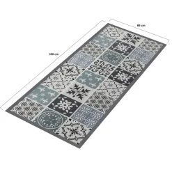 IDMarket Tapis en vinyle effet carreaux de ciment noir et blanc 66 x 160 cm* Décoration Et Accessoires