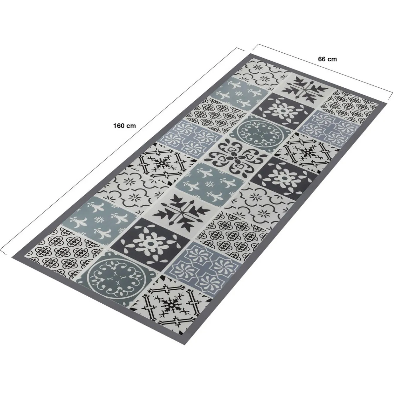 IDMarket Tapis en vinyle effet carreaux de ciment noir et blanc 66 x 160 cm* Décoration Et Accessoires
