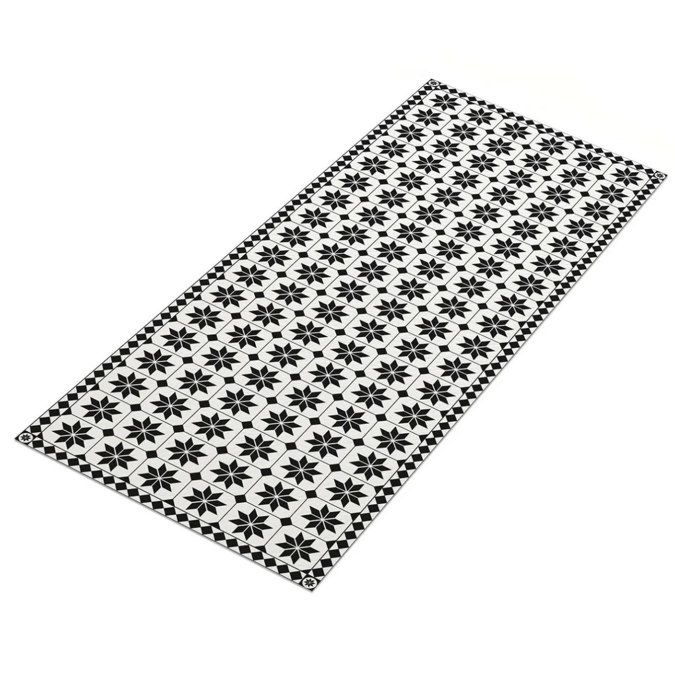 IDMarket Tapis en vinyle effet mosaïque noir et blanc 66 x 160 cm* Décoration Et Accessoires