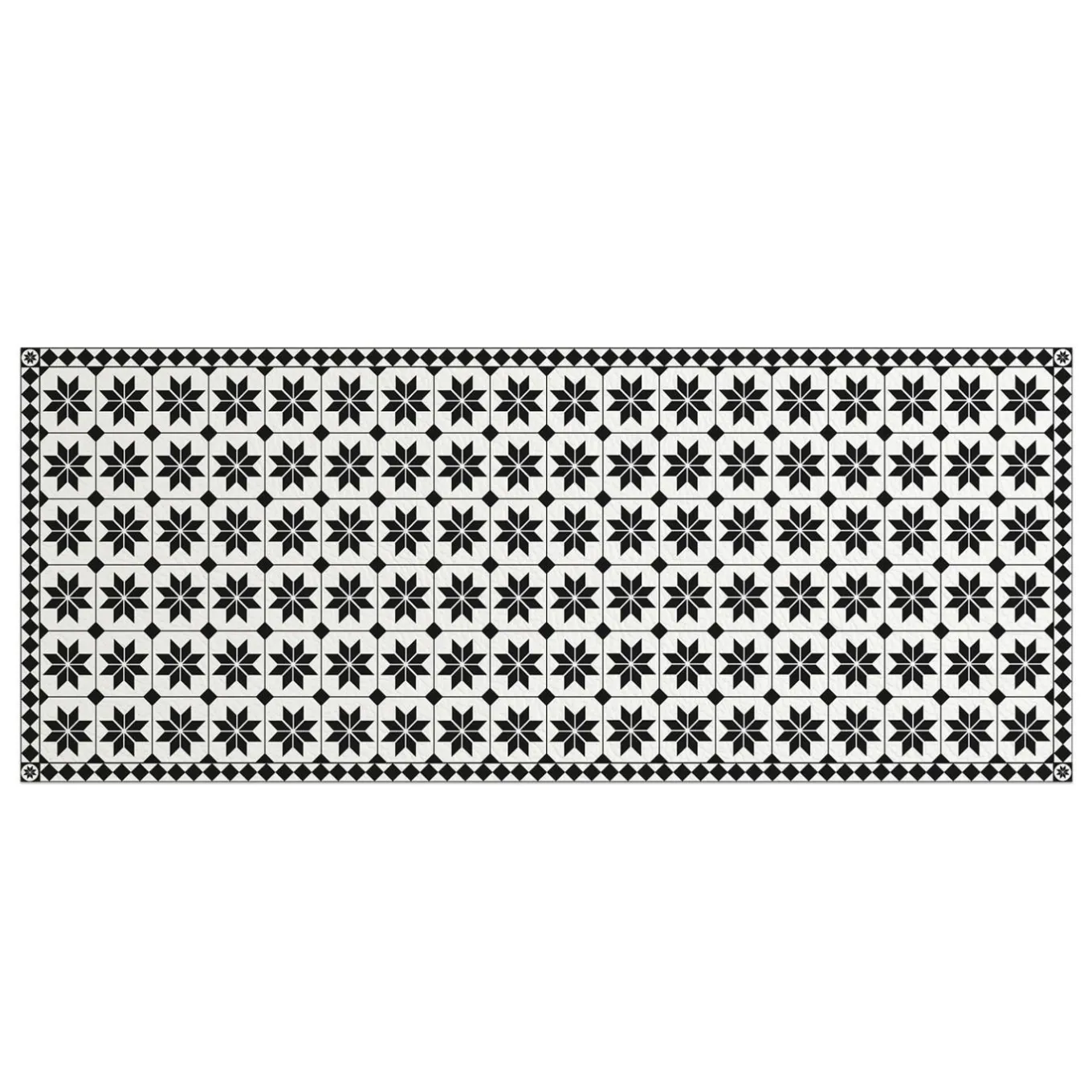 IDMarket Tapis en vinyle effet mosaïque noir et blanc 66 x 160 cm* Décoration Et Accessoires