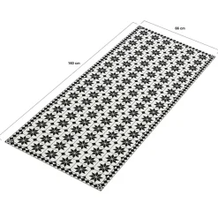 IDMarket Tapis en vinyle effet mosaïque noir et blanc 66 x 160 cm* Décoration Et Accessoires