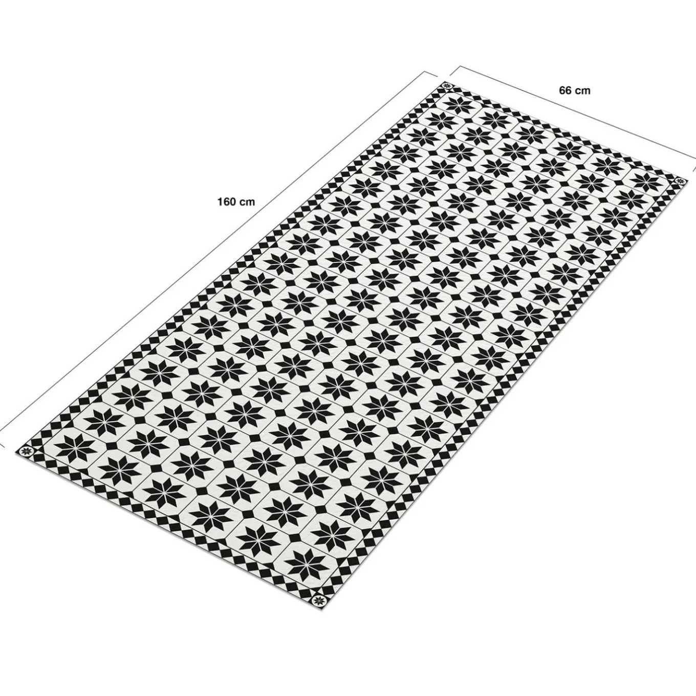 IDMarket Tapis en vinyle effet mosaïque noir et blanc 66 x 160 cm* Décoration Et Accessoires