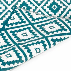 IDMarket Tapis extérieur bleu canard motifs géométriques 180 x 280 cm* Revêtement Sol Extérieur