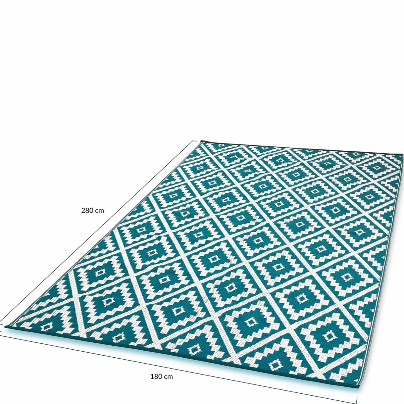 IDMarket Tapis extérieur bleu canard motifs géométriques 180 x 280 cm* Revêtement Sol Extérieur