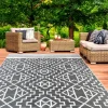 IDMarket Tapis extérieur gris et blanc motifs aztèques 160 x 240 cm* Revêtement Sol Extérieur