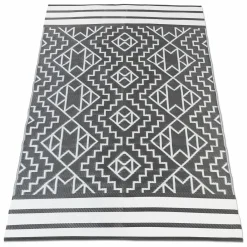 IDMarket Tapis extérieur gris et blanc motifs aztèques 160 x 240 cm* Revêtement Sol Extérieur