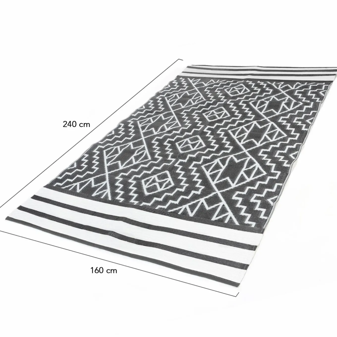 IDMarket Tapis extérieur gris et blanc motifs aztèques 160 x 240 cm* Revêtement Sol Extérieur