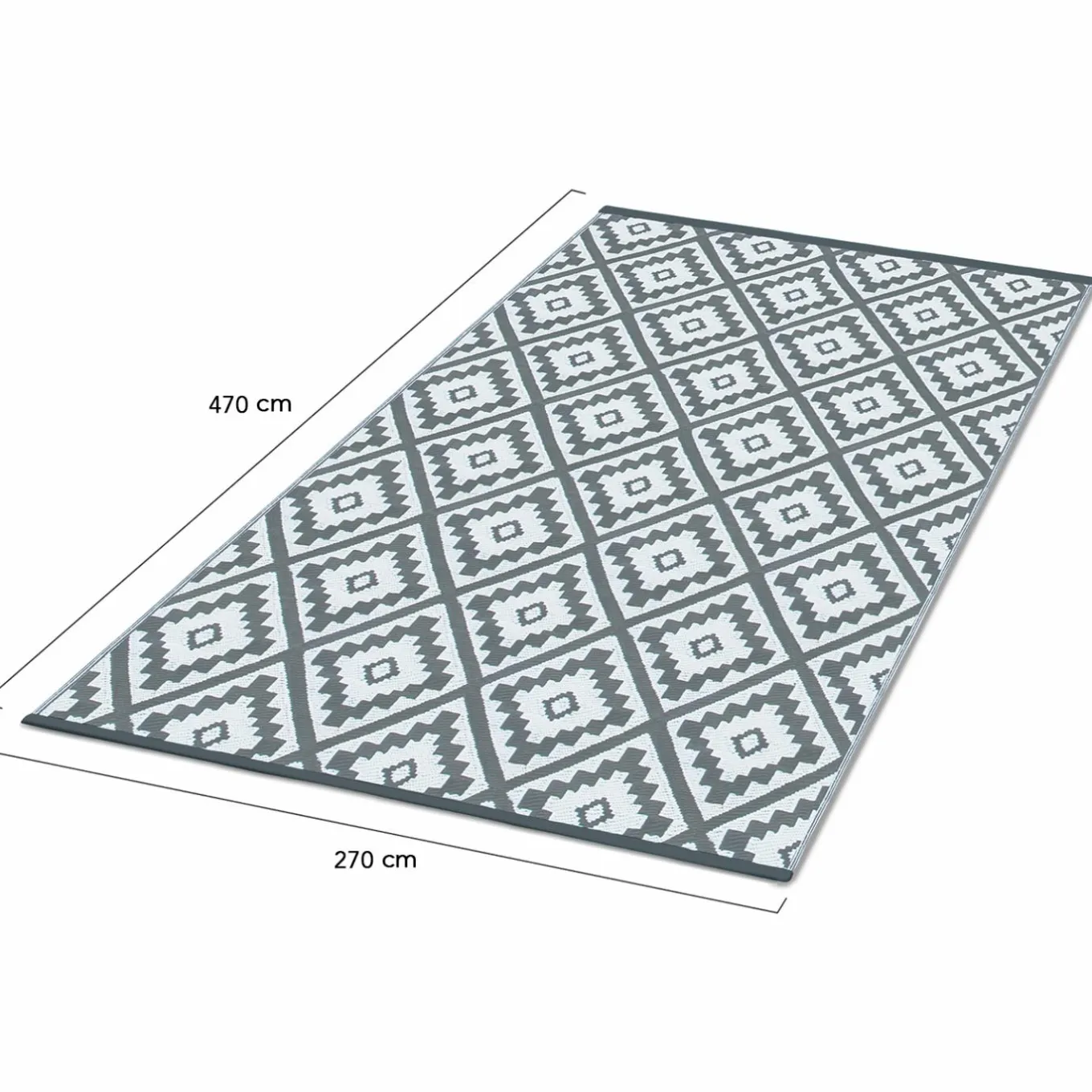 IDMarket Tapis extérieur gris motifs géométriques 270 x 470 cm* Revêtement Sol Extérieur