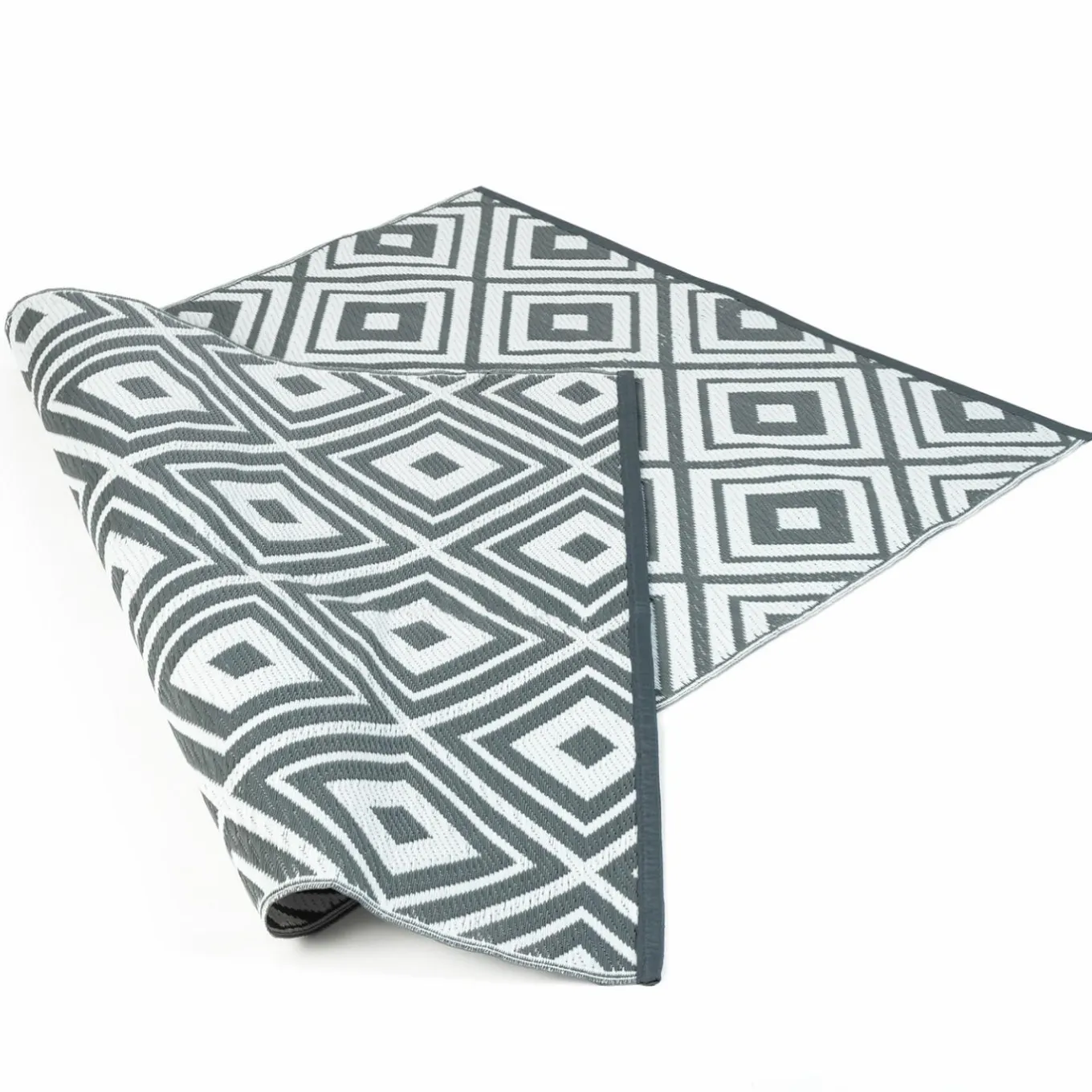 IDMarket Tapis extérieur jardin motifs géométriques gris et blanc 270 x 370 cm* Revêtement Sol Extérieur